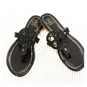 Size 6 women black glitter sandals